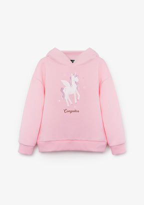 Sudadera con Capucha Unicornio Rosa