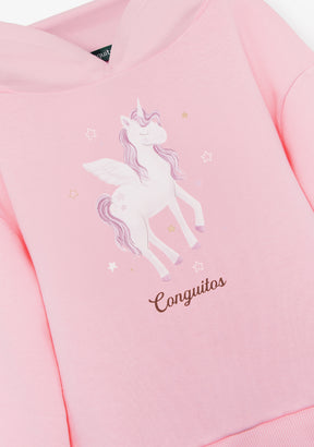 Sudadera con Capucha Unicornio Rosa