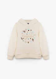 Sudadera con Capucha Beige Flores