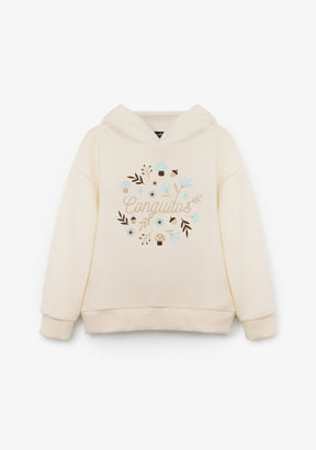 Hoddie Sweatshirt Flowers Beige