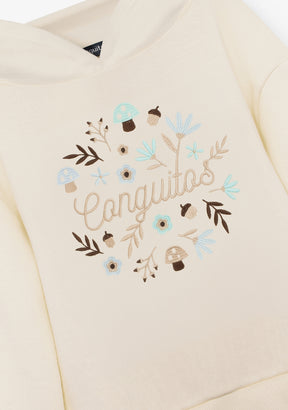 Hoddie Sweatshirt Flowers Beige