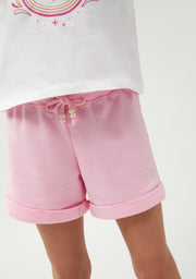 Shorts Rosa com Miçangas