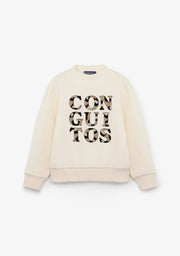 Sudadera Beige Conguitos Leopardo