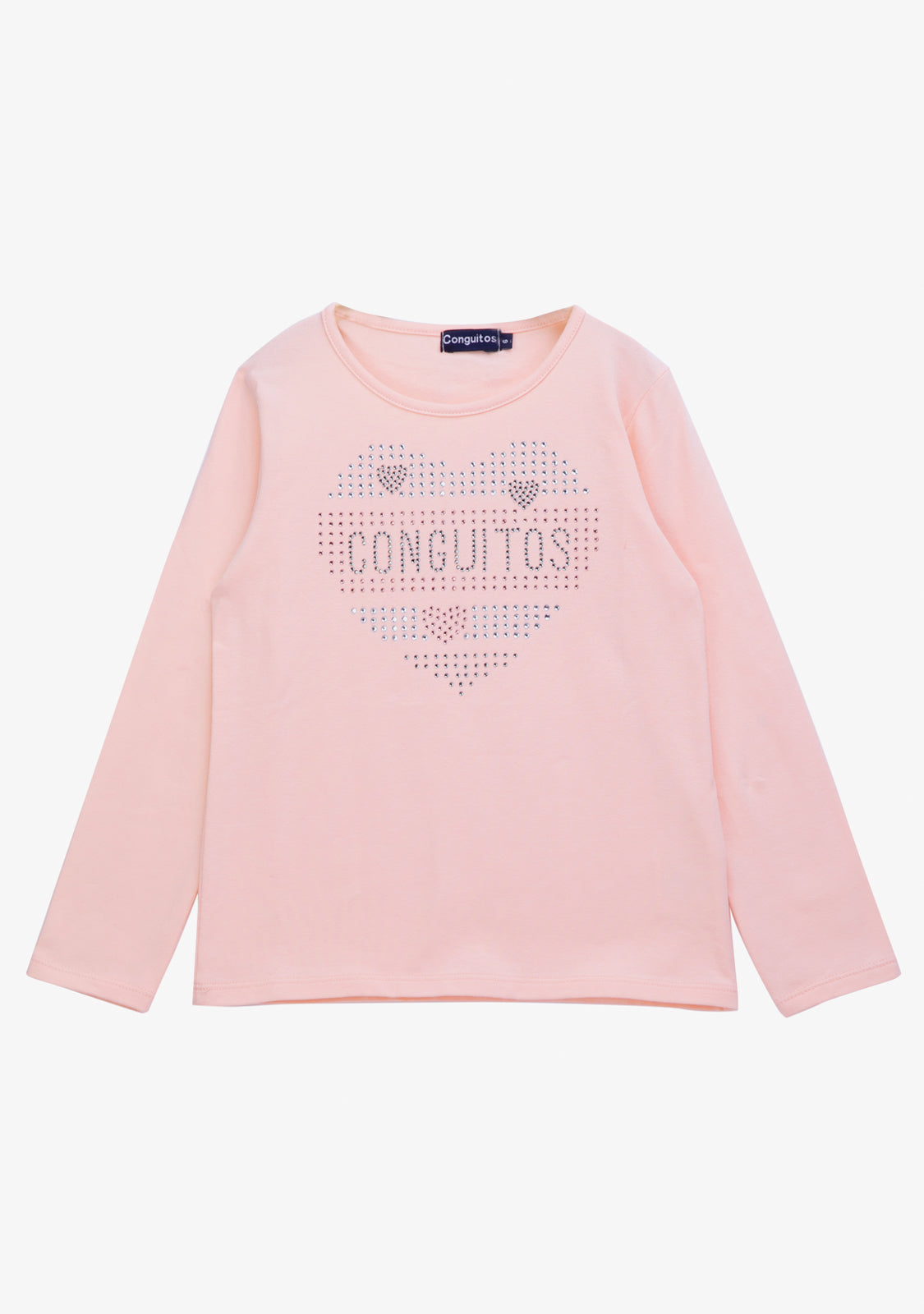 Girl's Pink Heart Strass T-Shirt