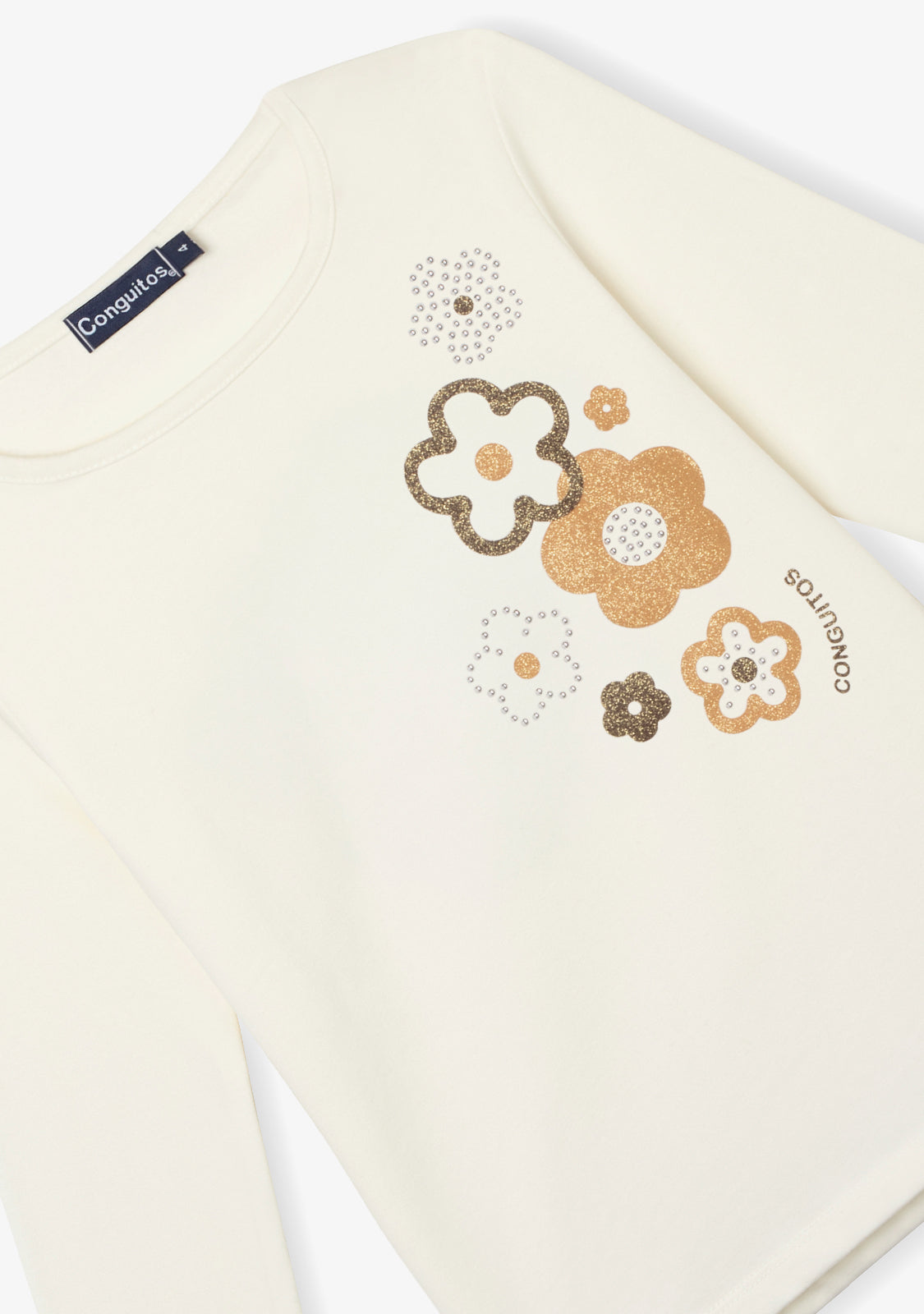 White Long-Sleeve Floral T-Shirt