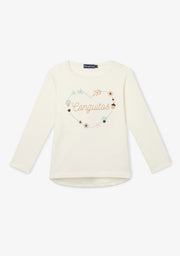 Camiseta Blanca Manga Larga Corazón Logo Conguitos