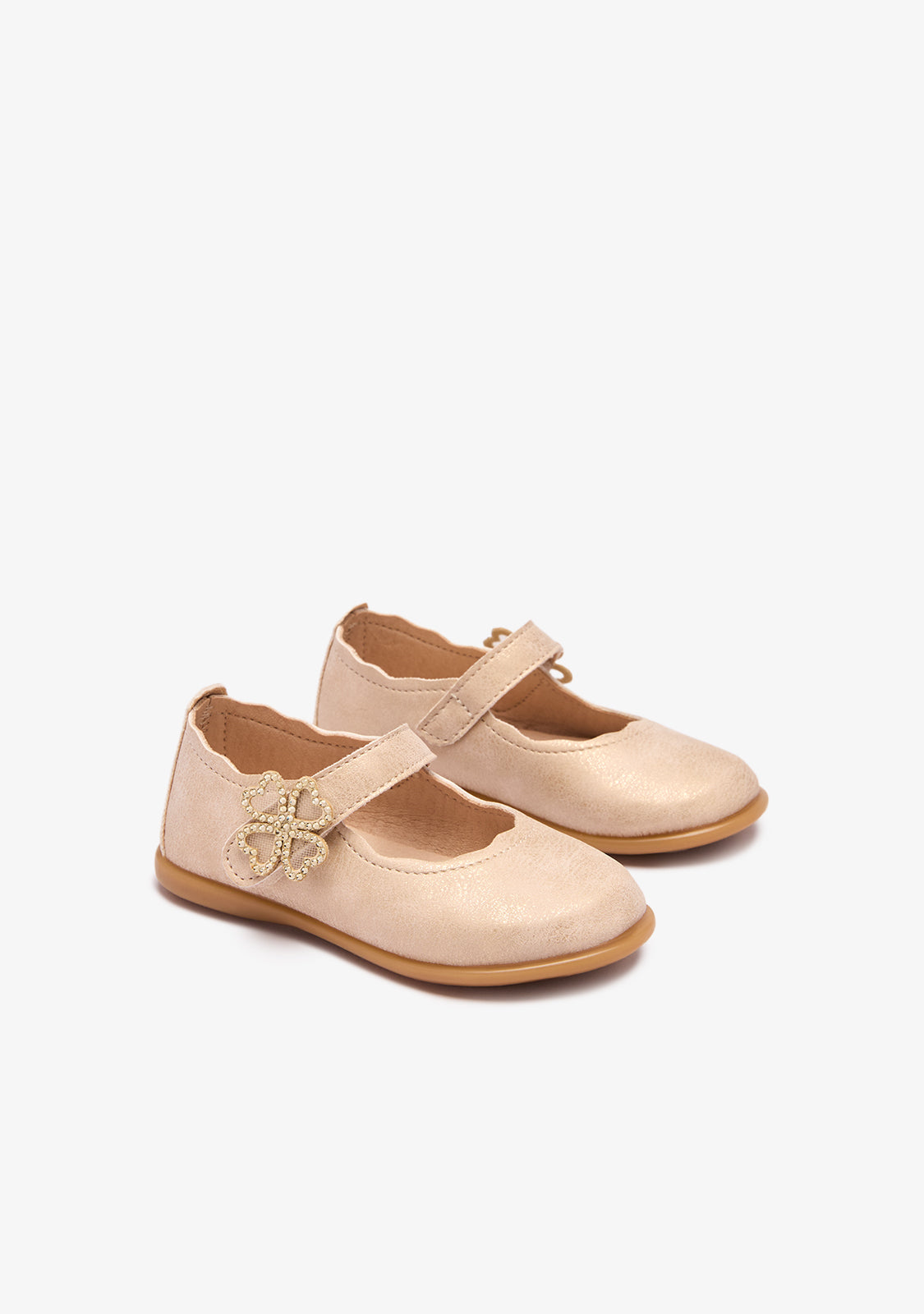 Ballerines bébé dorées cœurs brillants