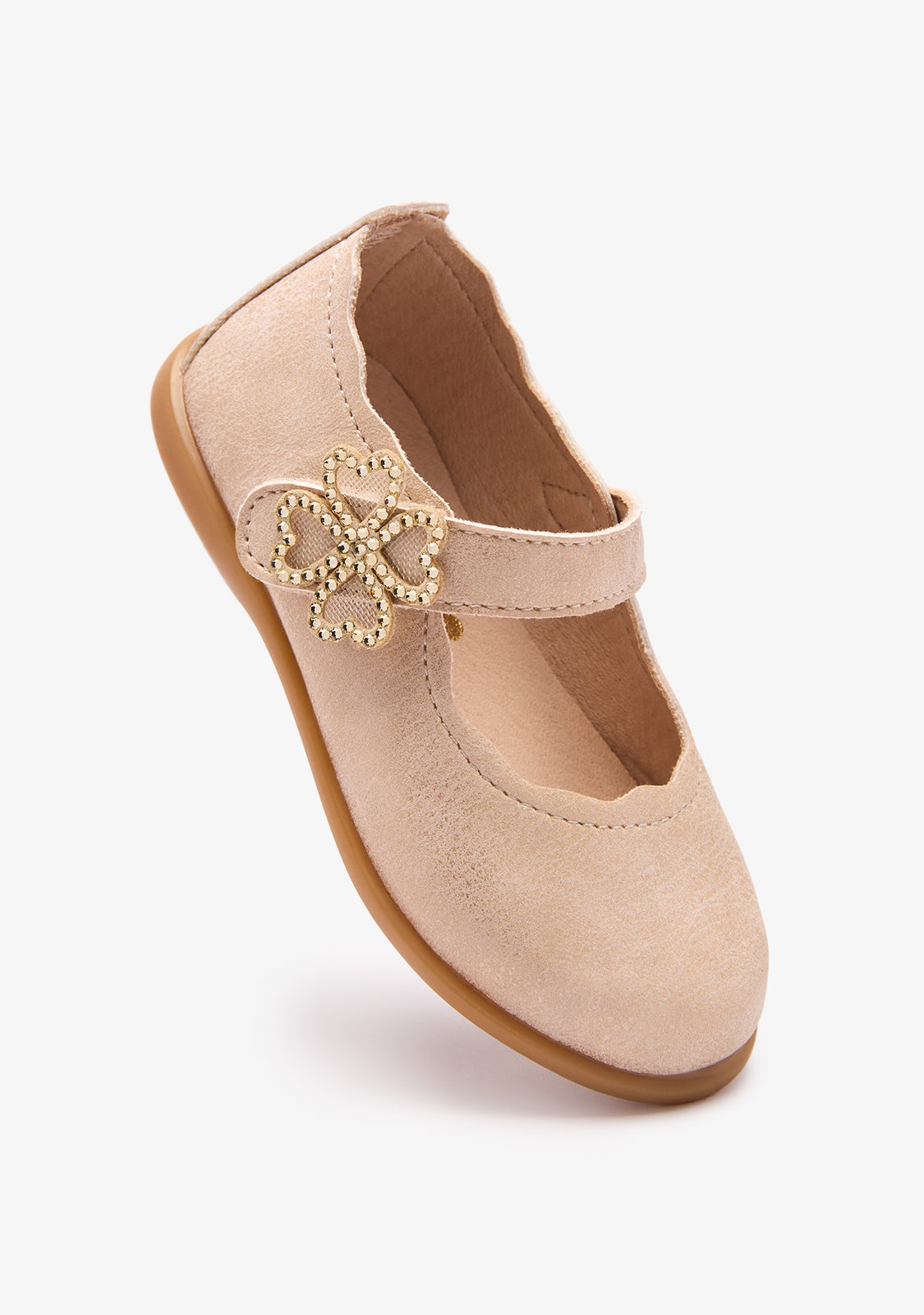 Gold Shine Hearts Baby Ballerinas
