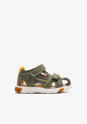 Khaki Strips Closed Sandals