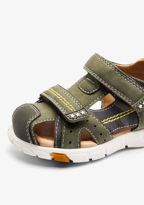 Khaki Strips Closed Sandals