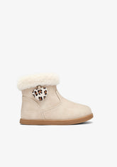 Beige Baby Boots with Leopard Heart
