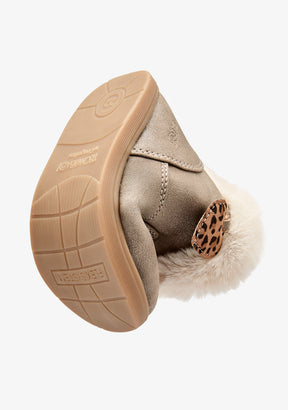 Botas taupe para bebé com coração de leopardo
