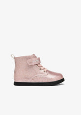 Pink Patent Leather and Glitter Boots