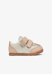 Tênis Barefoot de Bebé com Glitter Dourado