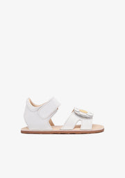 White Barefoot Sandals with Flower for Baby