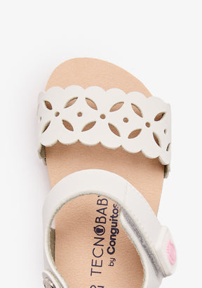 White Flower Cut Out Barefoot Sandals