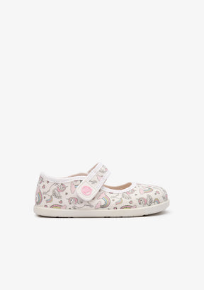 Baby´s Rainbow Unicorn Canvas Barefoot Mary Janes