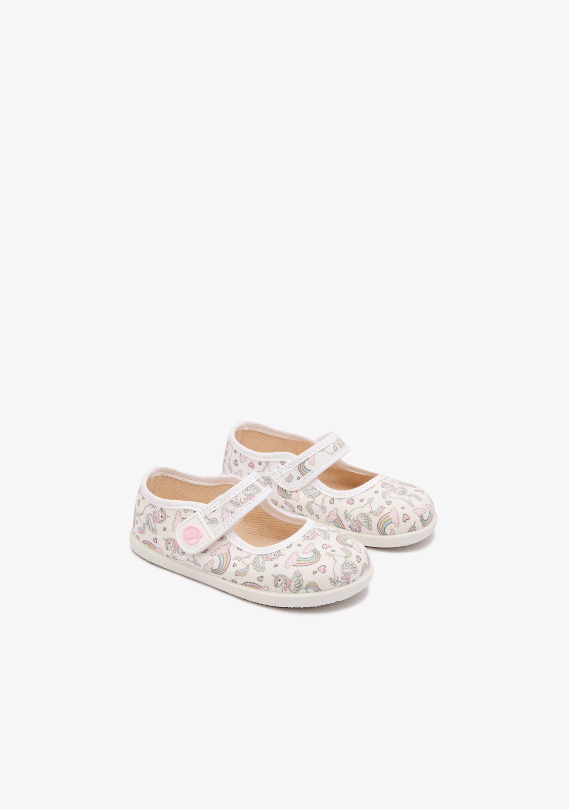 Baby´s Rainbow Unicorn Canvas Barefoot Mary Janes