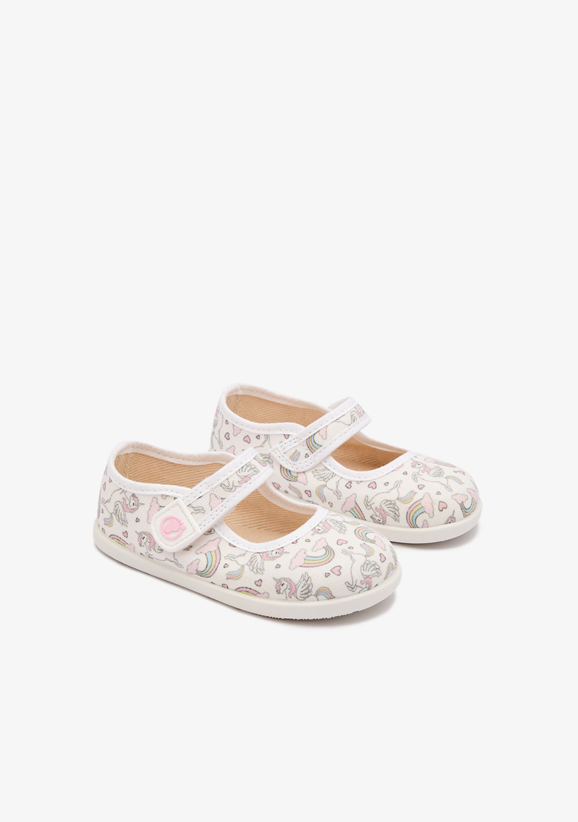 Baby´s Rainbow Unicorn Canvas Barefoot Mary Janes