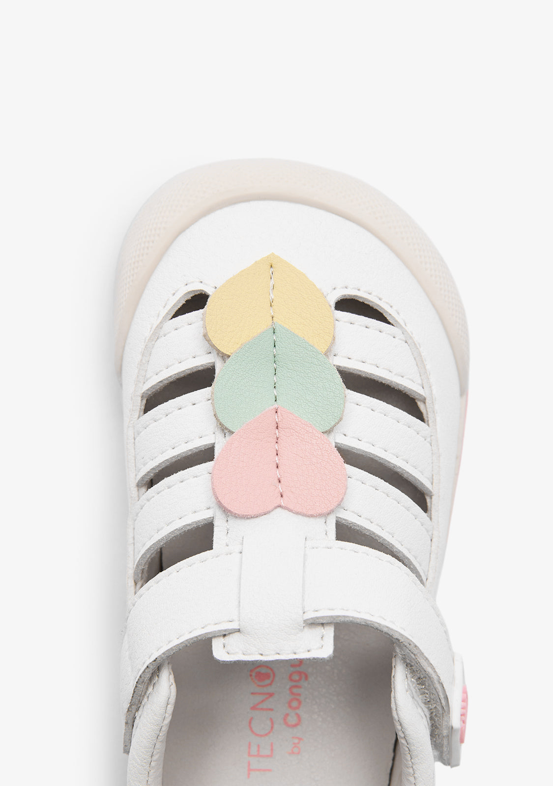 Sandali bianchi Barefoot con cuori multicolori