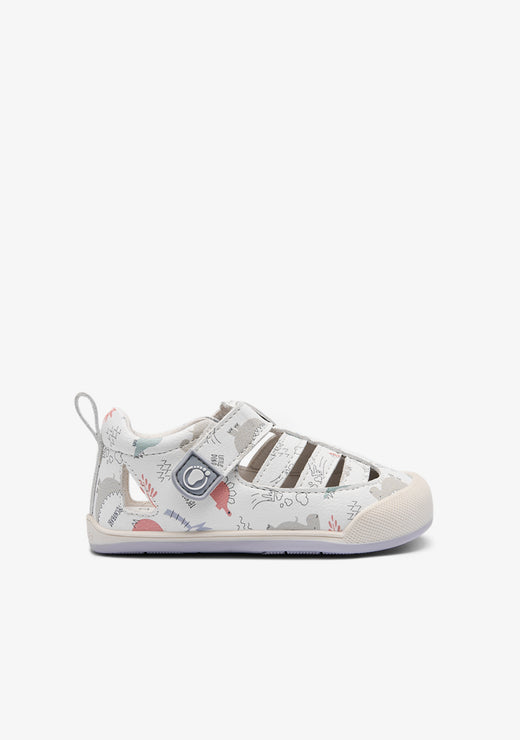 Blue Dino Barefoot Closed Sandals