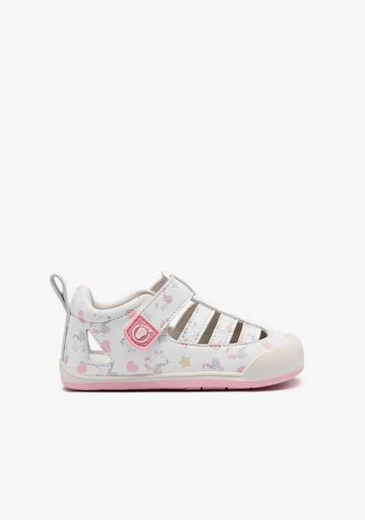 Baby Barefoot Sandals with Unicorn Print