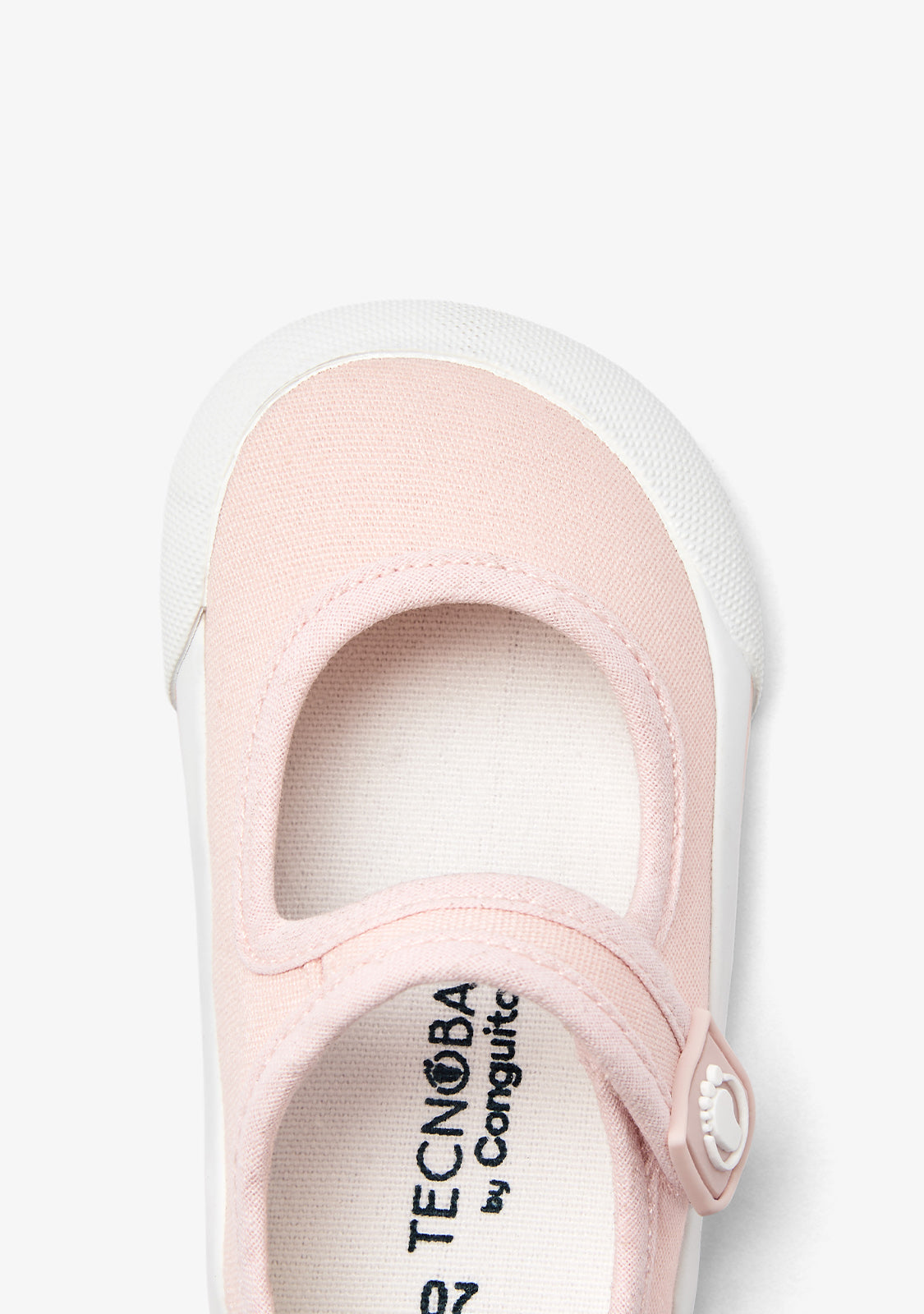Mary Jane barefoot in tela rosa con cinturino