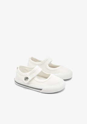 Merceditas barefoot de lona blanca con tira