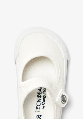 Merceditas barefoot de lona blanca con tira