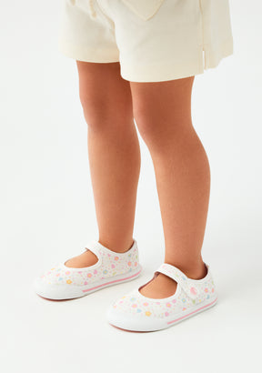 Flowers Canvas Barefoot Mary Janes