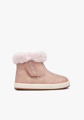Botas barefoot cor-de-rosa com forro de pelo