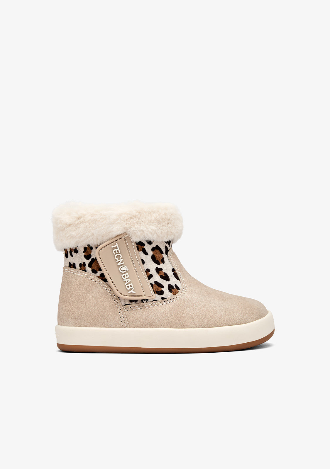 Beige Leopard Fur-Lined Barefoot Boots