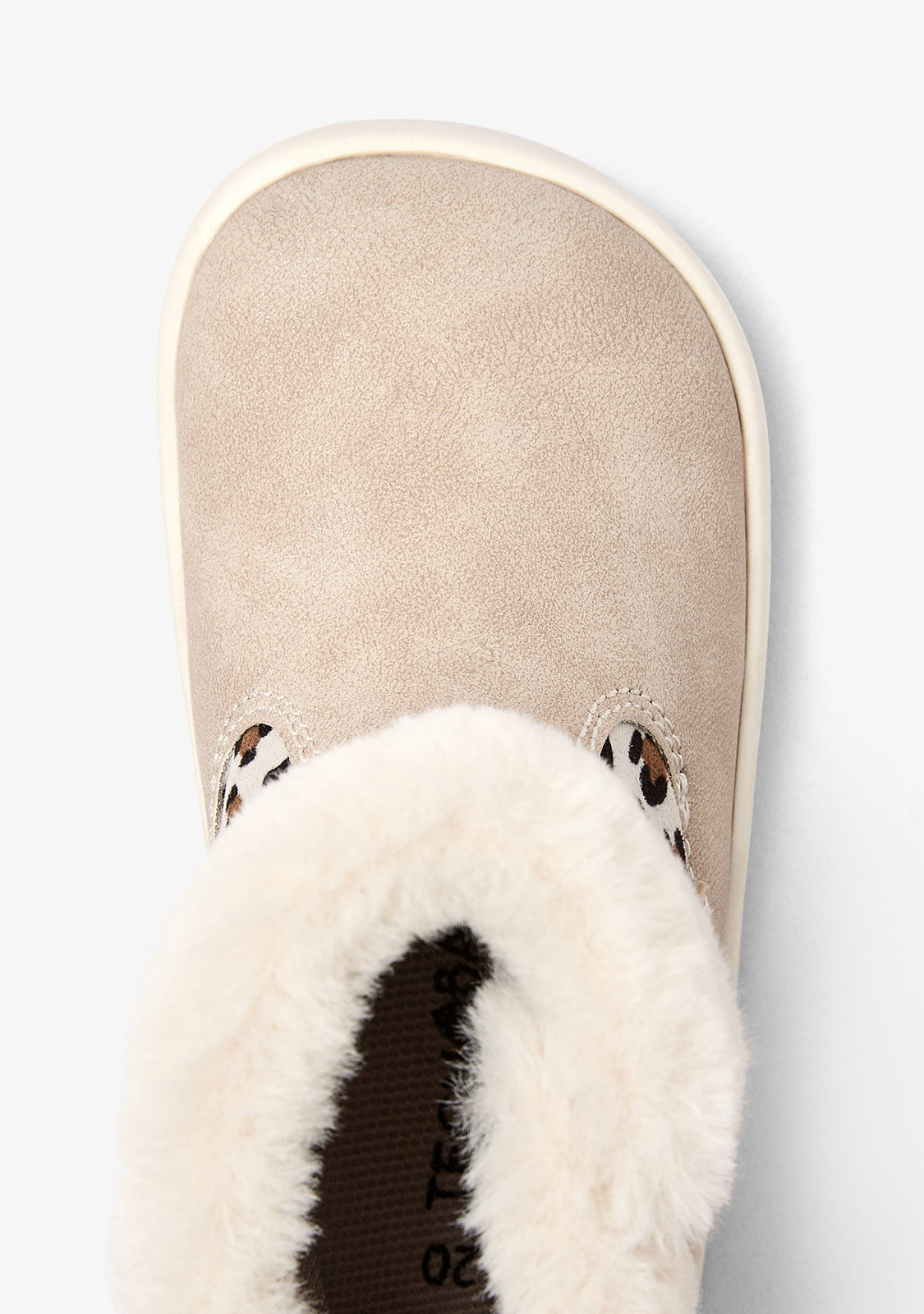 Beige Leopard Fur-Lined Barefoot Boots