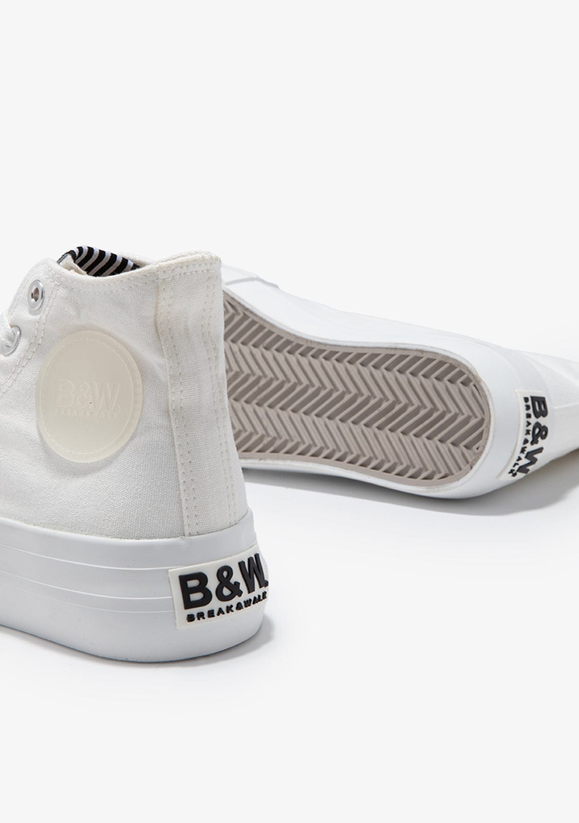 B&W JUNIOR BASKET Canvas Platform High Top Sneakers White B&W