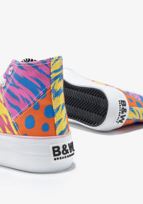 B&W JUNIOR BASKET Multicolor Patchwork Hi-Top Sneakers B&W