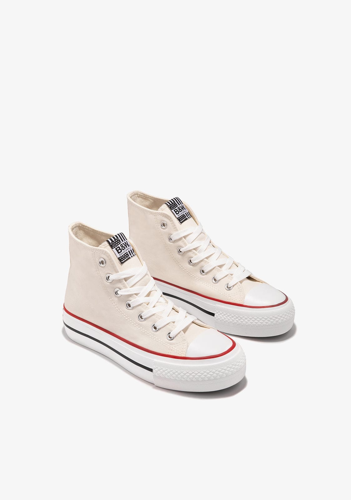 B&W JUNIOR BASKET Off White Basic High Top Sneakers B&W