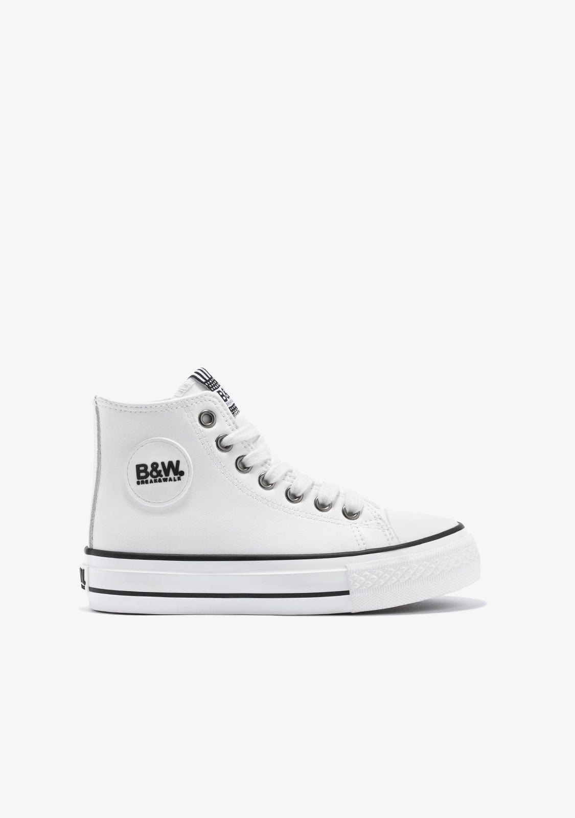 B&W JUNIOR BASKET Unisex White Logo Hi-Top Sneakers Napa B&W