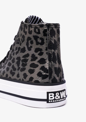 B&W JUNIOR Shoes B&W Leopard Silver Platform High-Top Sneakers