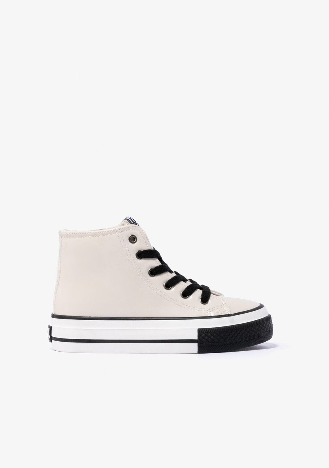 B&W JUNIOR Shoes B&W Off White Patent Platform High-Top Sneakers