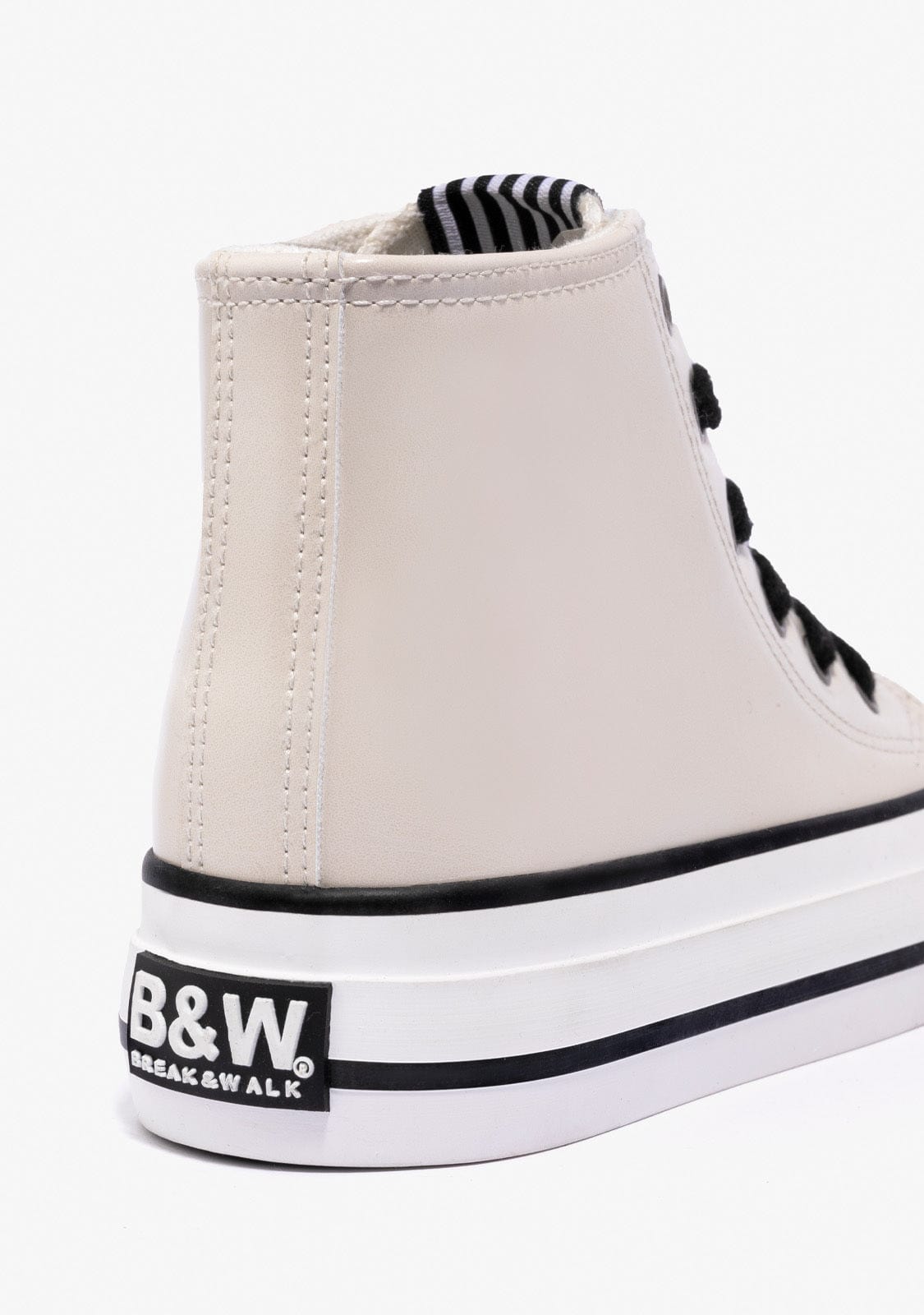 B&W JUNIOR Shoes B&W Off White Patent Platform High-Top Sneakers