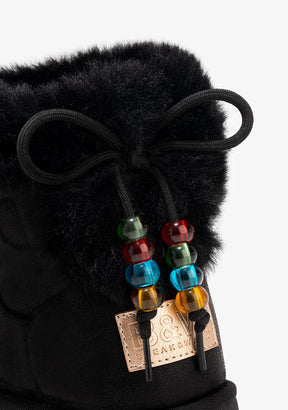 B&W JUNIOR Shoes Black Beads Fur Australian Boots B&W