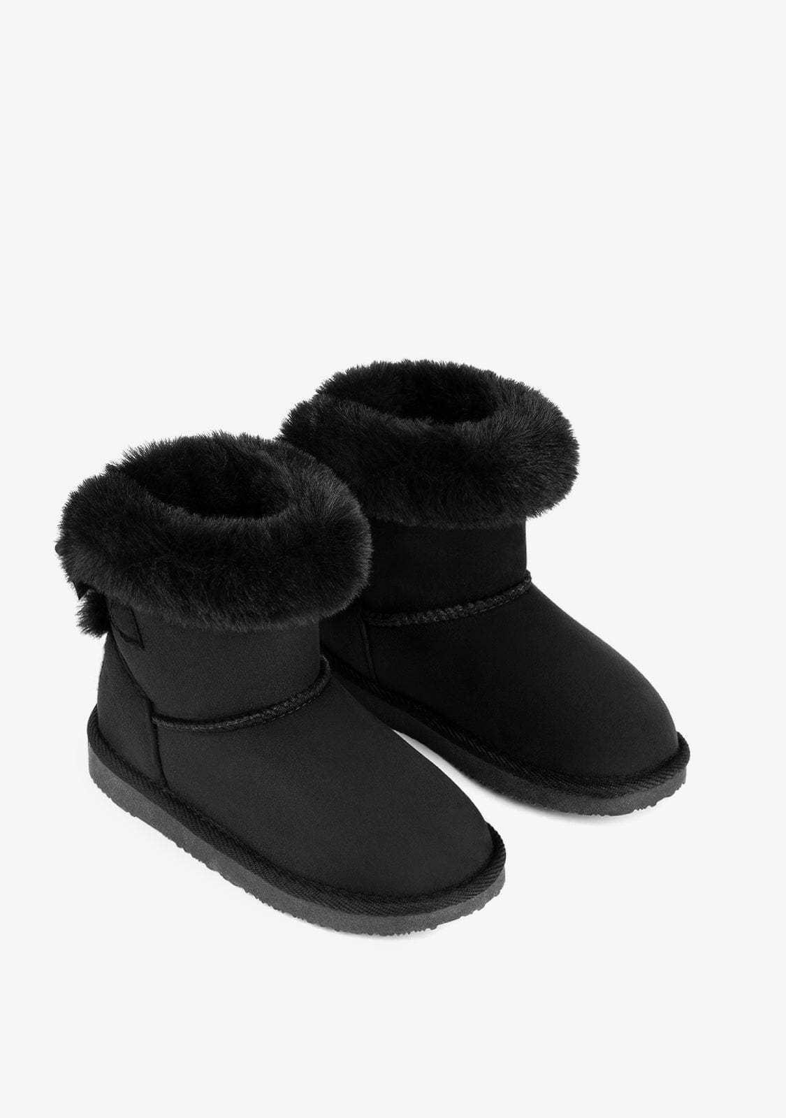 B&W JUNIOR Shoes Black Bow Fur Australian Boots Water Repellent B&W
