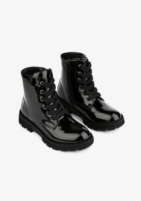 B&W JUNIOR Shoes Black Combat Boots Antik