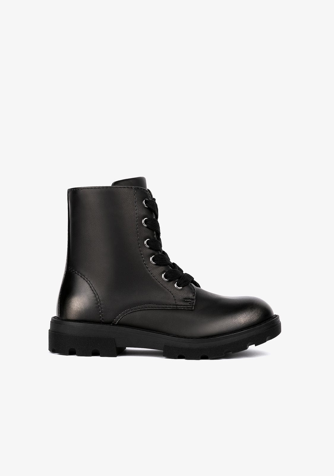 B&W JUNIOR Shoes Black / Lead Metallized Combat Boots Antik