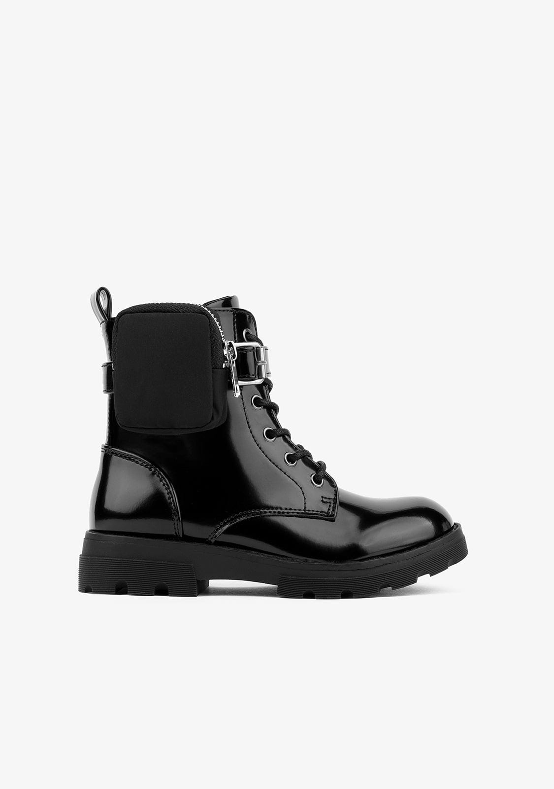 B&W JUNIOR Shoes Black Mini Pocket Combat Boots Antik