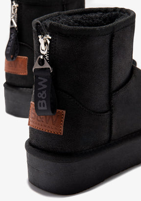 B&W JUNIOR Shoes Black Zipper Australian Boots B&W