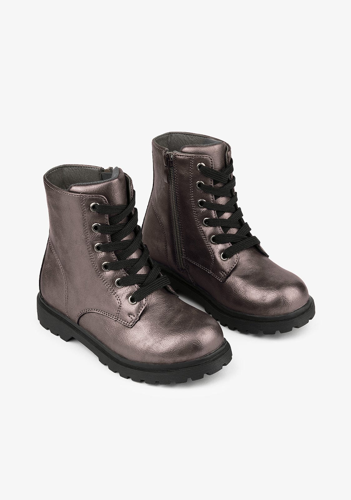B&W JUNIOR Shoes Bronze Metallized Combat Boots