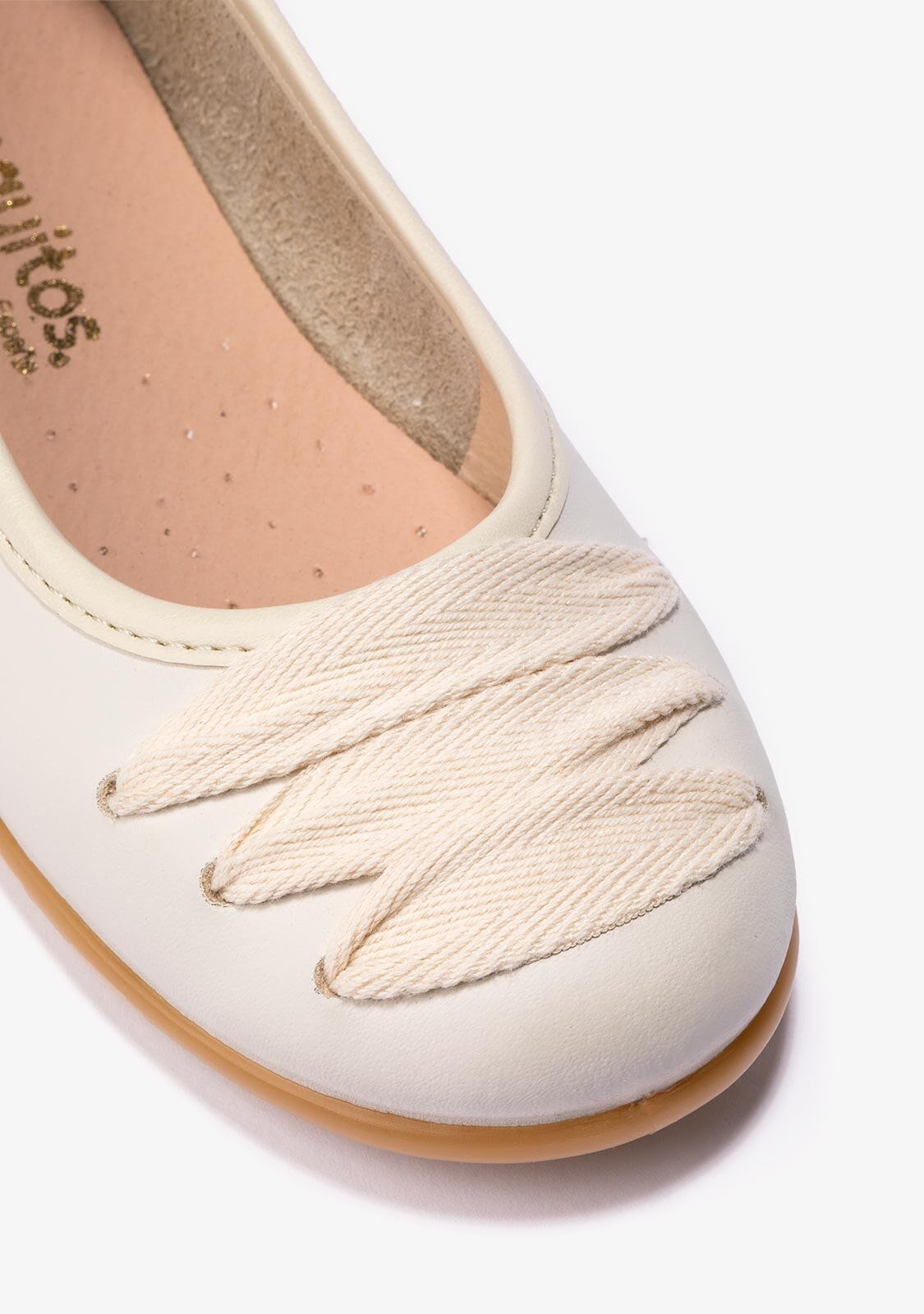 B&W JUNIOR Shoes Girl's Beige With Bow Ballerinas Napa B&W