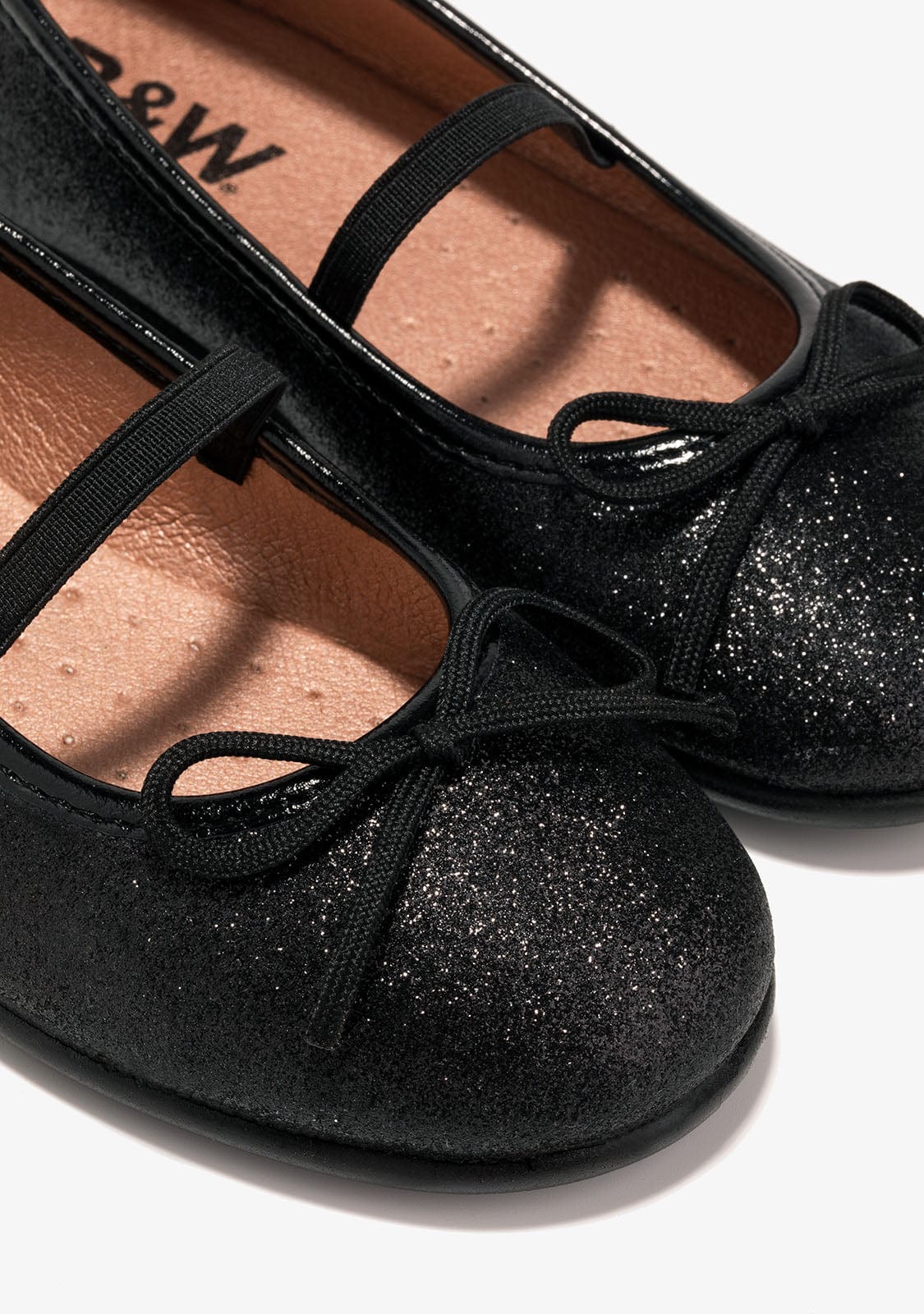 B&W JUNIOR Shoes Girl's Black Glitter Ballerinas B&W