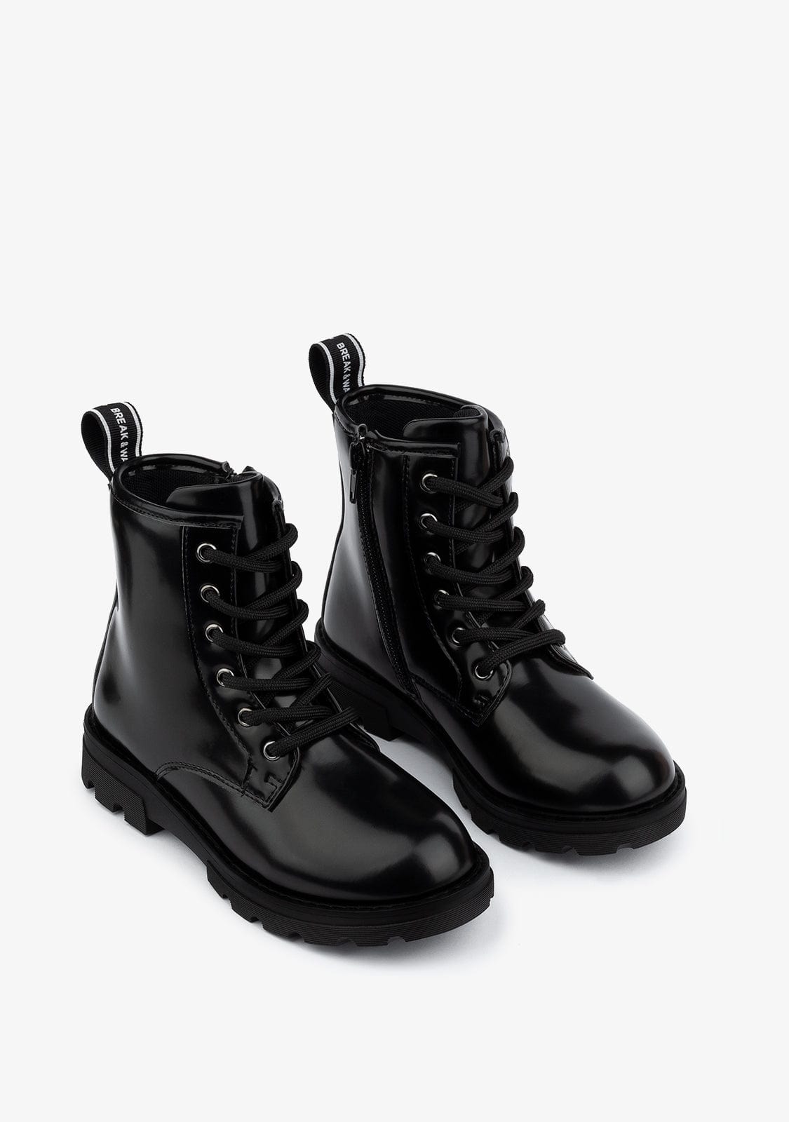 B&W JUNIOR Shoes Girl's Black Military Boots B&W